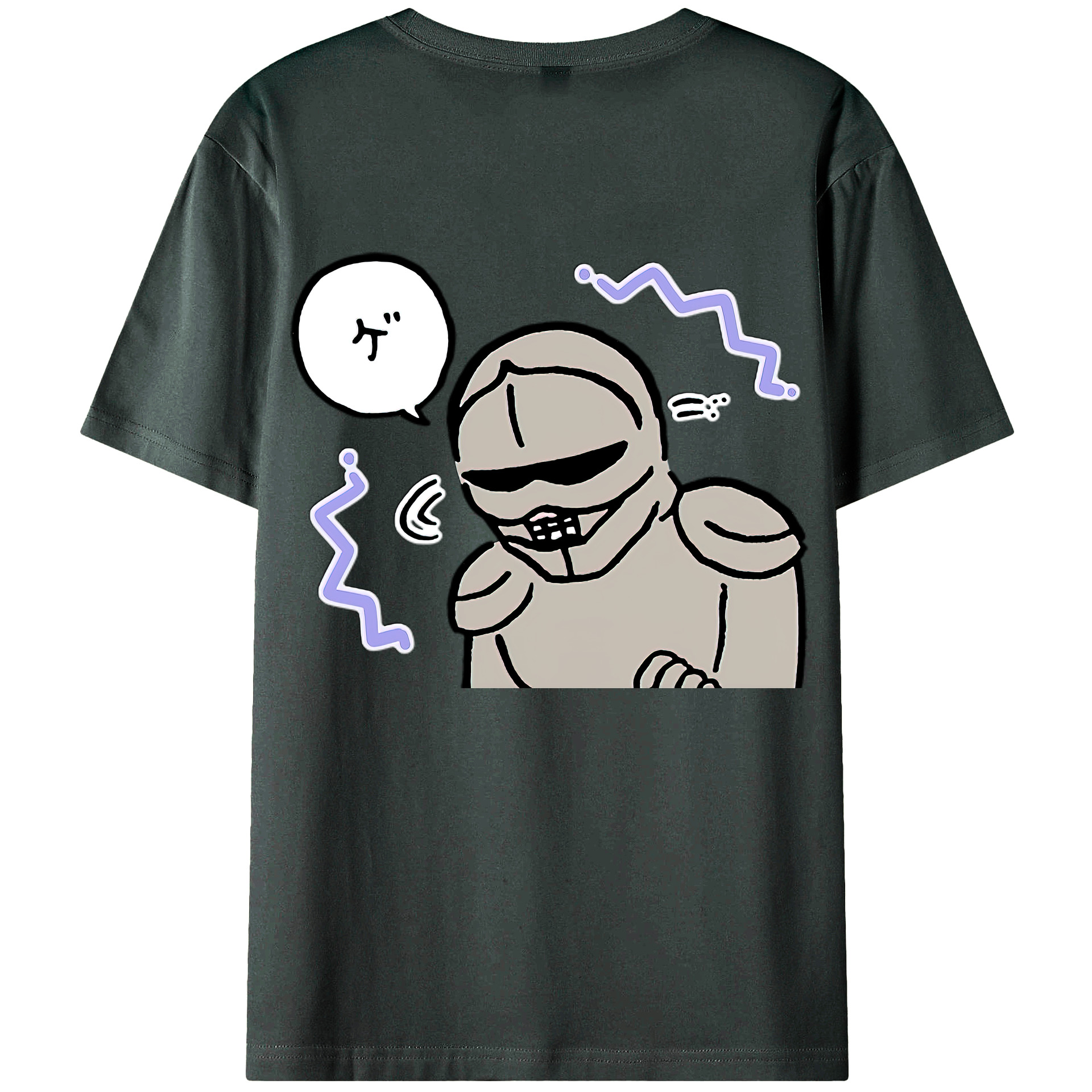 （画像用） ちいかわ 労働の鎧さん Chii-kawa Mr. Armor of Labor 綿100％ メンズ半袖Tシャツ（バックプリント） 通気性